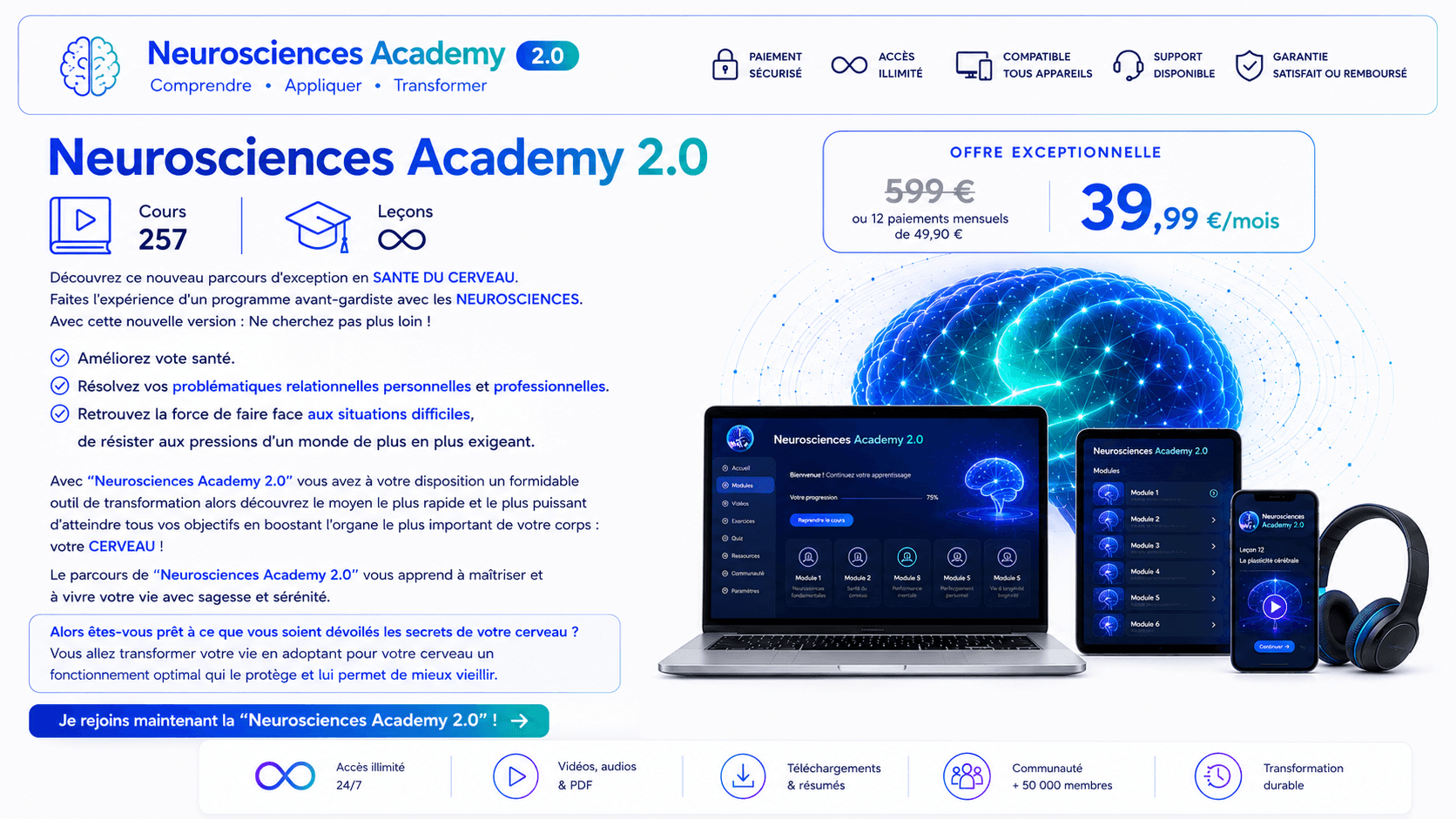 L'offre Neurosciences Academy 2.0