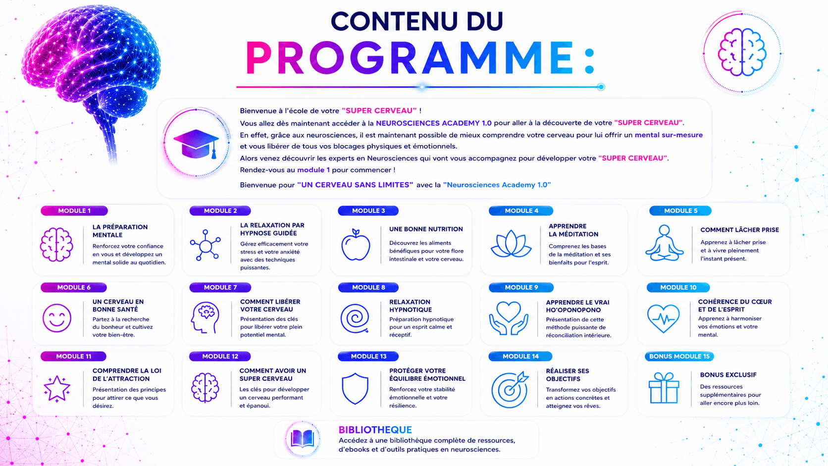 Le contenu du programme Neurosciences Academy 1.0