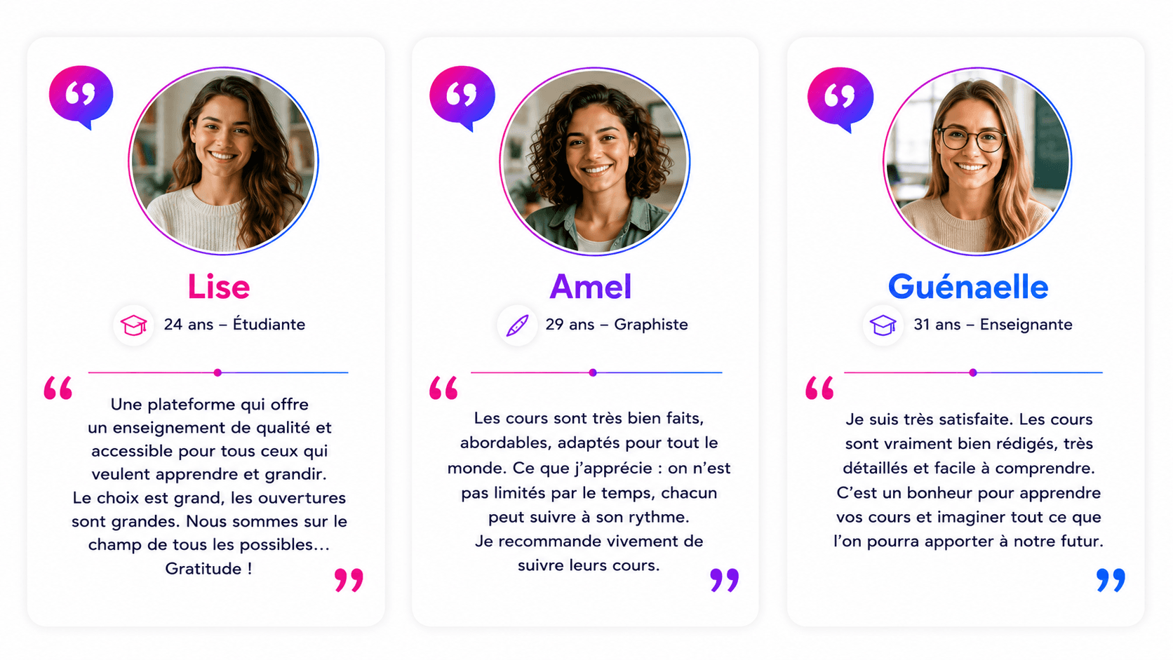 Témoignages d'apprenants - deuxième série