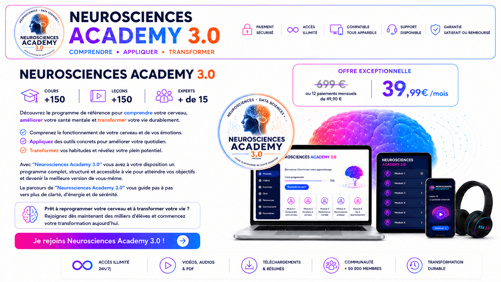 Offre de lancement Neurosciences Academy 3.0